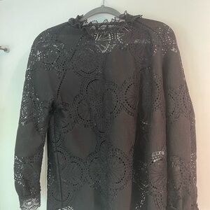 Sézane Black Lace Blouse